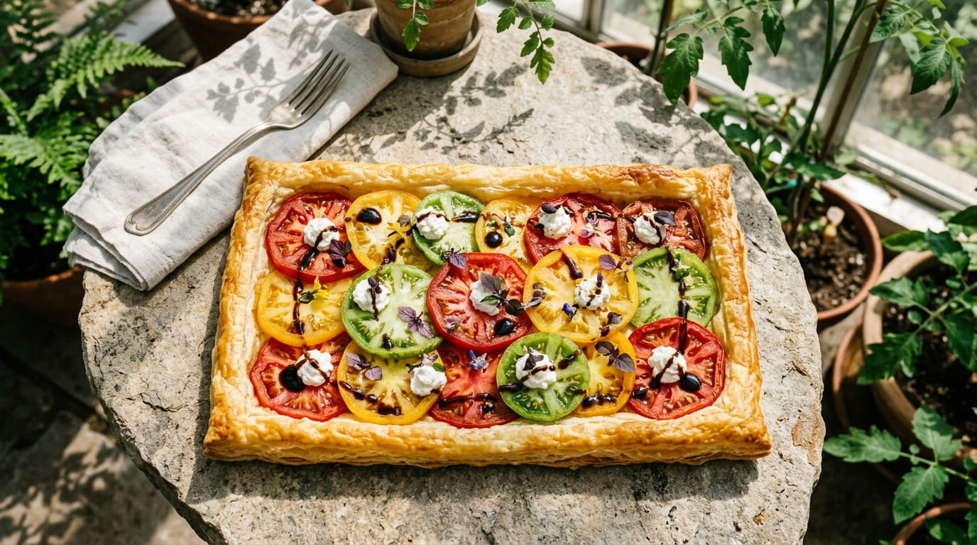Heirloom Tomato & Goat Curd Puff Tart