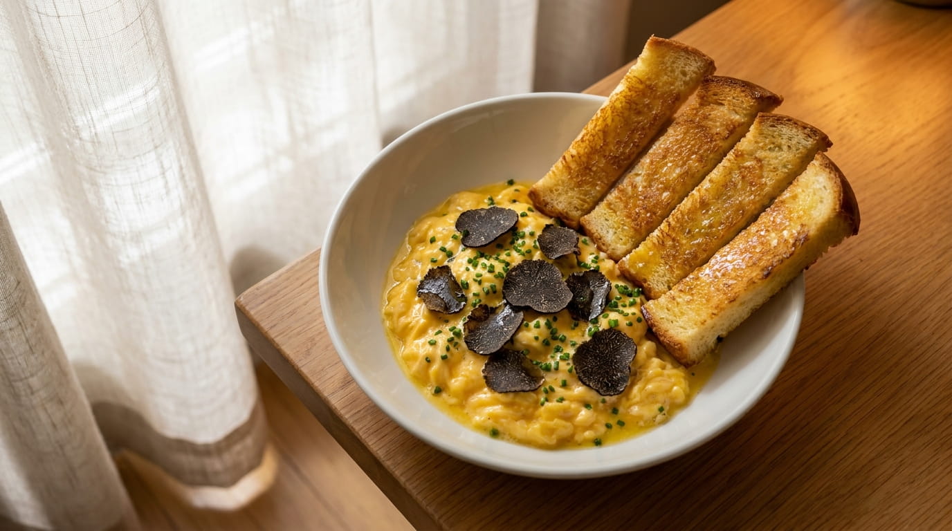 Truffled Soft Scramble & Brioche Soldiers
